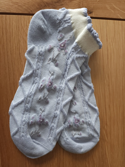 Trainer socks - lilac flower diamond