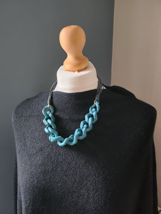 Teal resin necklace