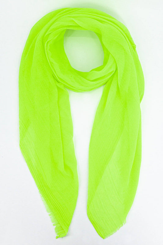 Plain Solid Colour Lightweight Scarf in Neon Yellow