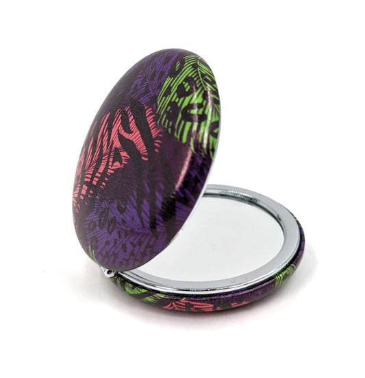 Compact mirror in tropical print