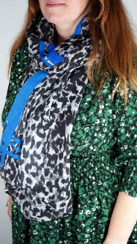 Eco Style Cobalt Leopard scarf