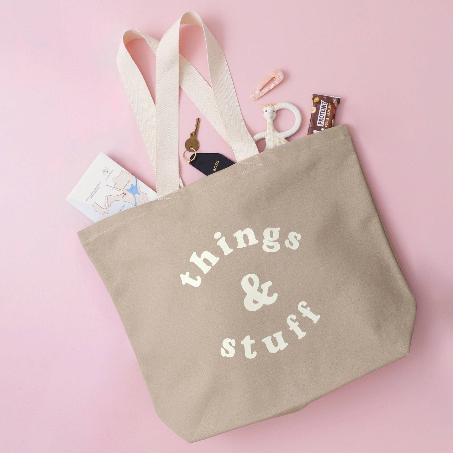 Things & Stuff - Stone Canvas Tote Bag