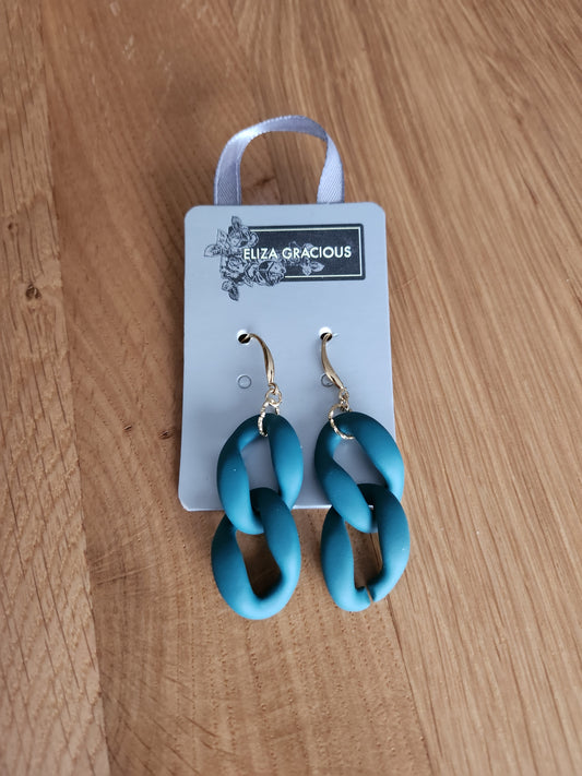 Chunky resin earrings in teal