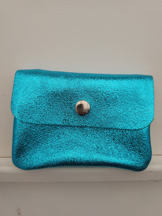 Leather button purse