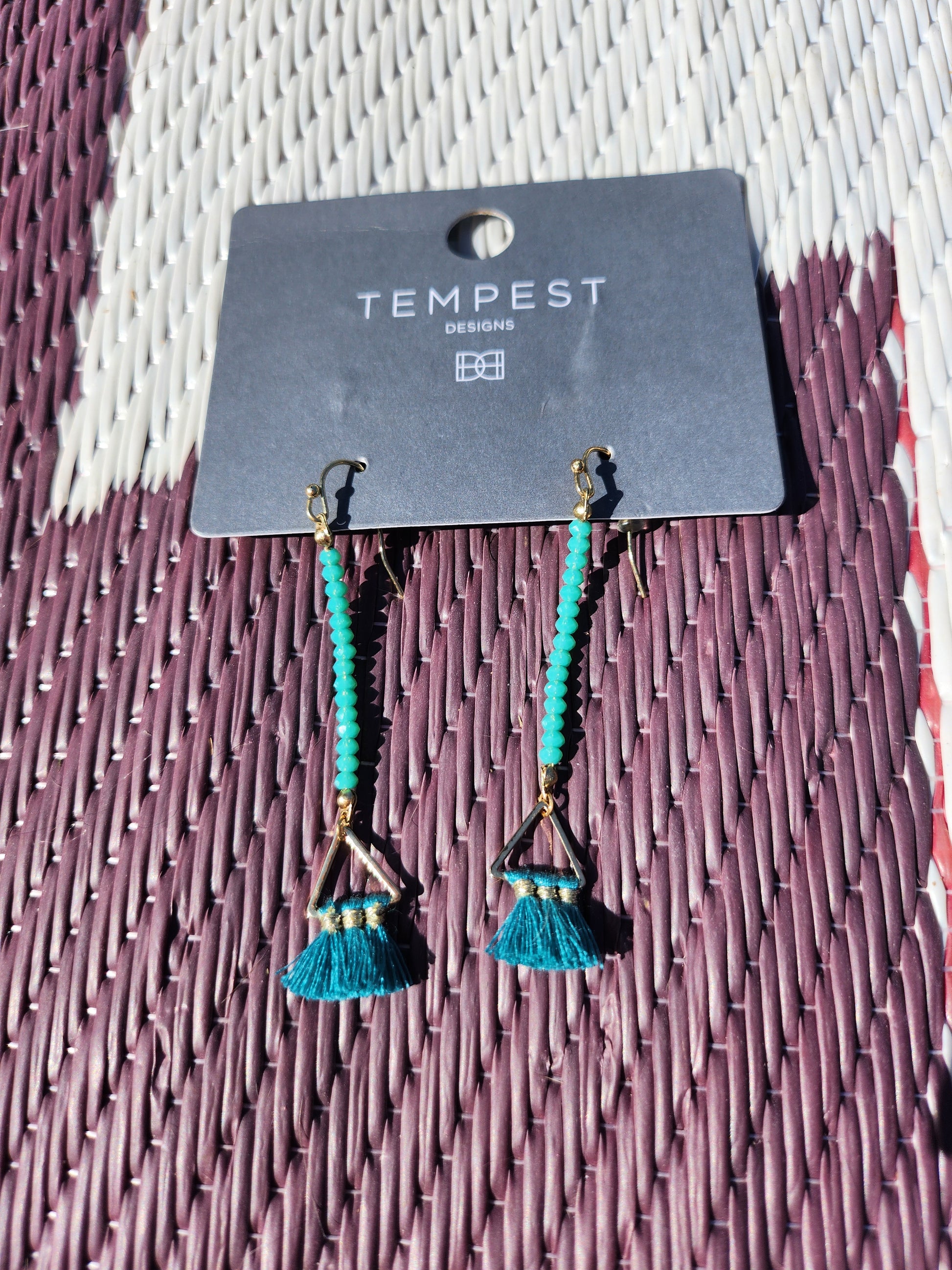 Beaded long tassel earrings