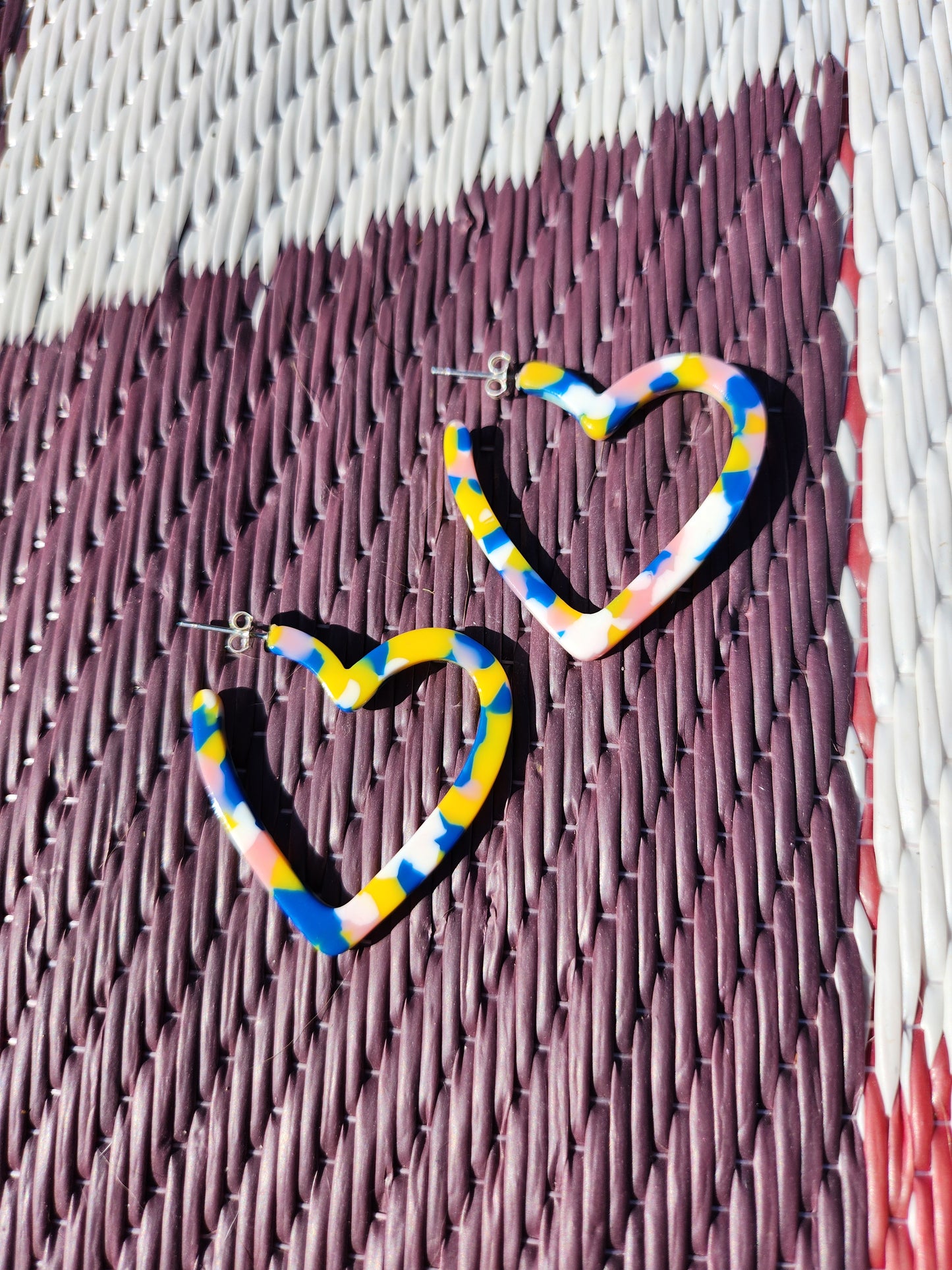 Acrylic Heart shaped hoop earrings