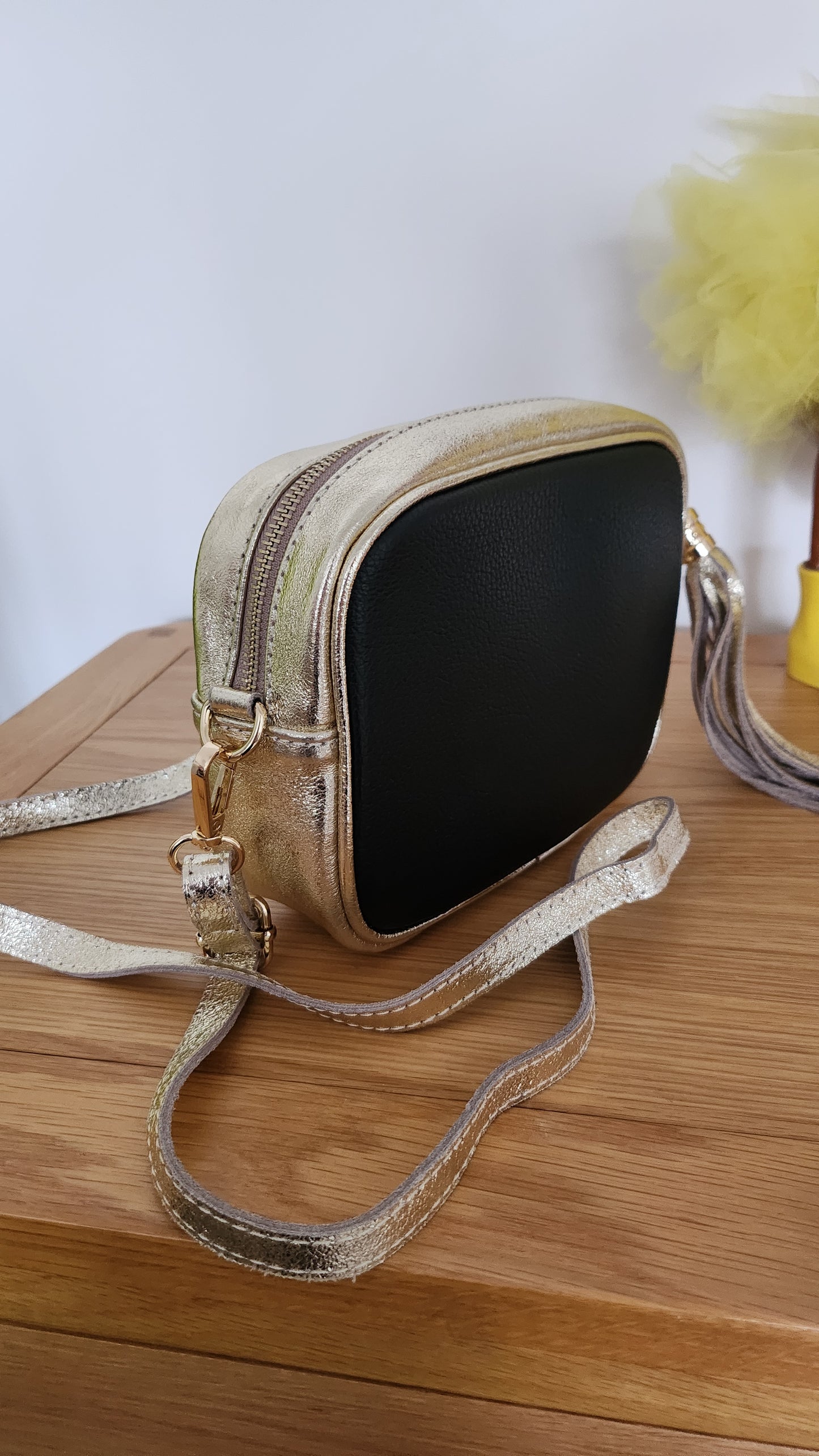 Two-Tone Leather Camera Bag