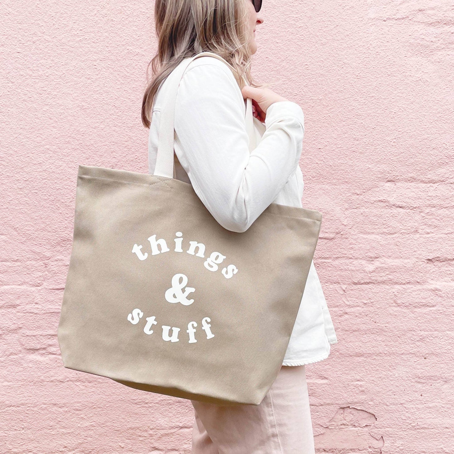 Things & Stuff - Stone Canvas Tote Bag