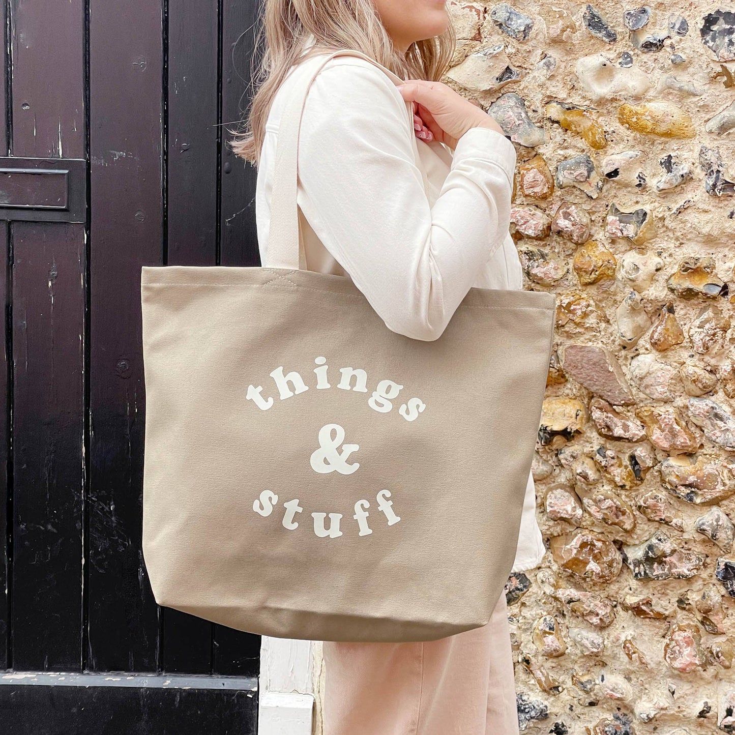 Things & Stuff - Stone Canvas Tote Bag