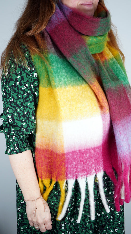 Fluffy Tartan scarf Brights