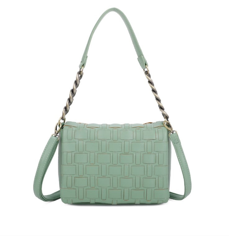 Woven Shoulder bag - green