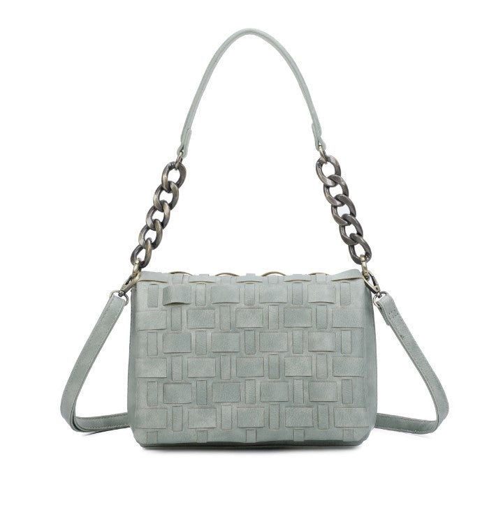 Woven shoulder bag - mint green