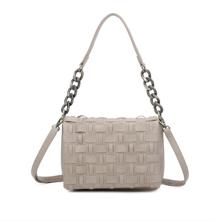 Woven shoulder bag - beige